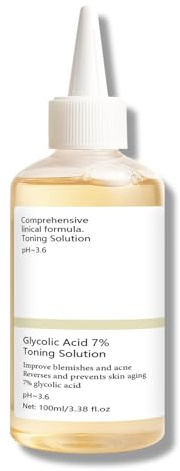 Acide Glycolique 7% Toner Visage, Lotion Tonique Visage à l'Glycolic Acid, Soin pour Tous Types de Acide Glycolique 7% Toning Solution, élimine l'acné et illumine le teint