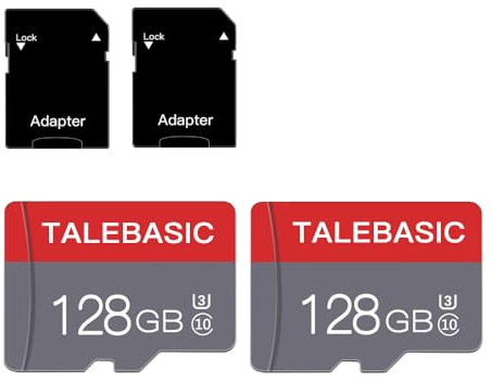 128GB Micro Memory Card Class 10 Memory Card with adapter Fast speed TF Card for Tablet/Mobile Phone/Camera/Car Audio/Game Console(2 Pcs 128GB)