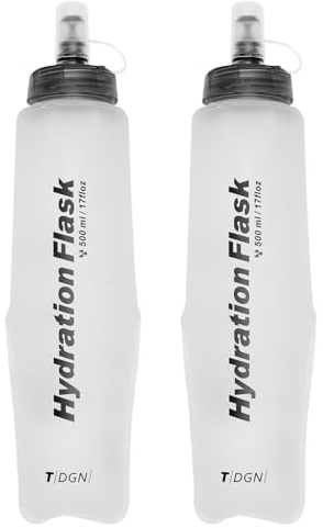 Azarxis Bouteille d'eau Souple Flasque Running Gourde Souple Pliable Poche Hydratation pour Randonnée Marathon (Blanc, 500 ml - 2 Pièces)