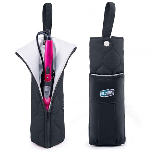 Heat Resistant Hair Tool Organizer Bag with Hanging Loop, Portable Travel Case for Flat Irons, Curling Irons, Hair Straighteners & Hot Styling Tools, 13.5 Heat-Proof Storage Cover with 2 Pockets