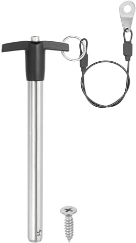 PATIKIL 1/2 (12mm) Diametro Perno A Sgancio Rapido In Acciaio Inox 304, Lunghezza Utilizzabile 4.7 (120mm) Perno A Blocco Con Maniglia A T A Pulsante Con Cavo 25cm Vite M5, Argento