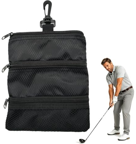 TUKEVA Golf Poche pour Balle,Pochette pour Objets de Golf,pouvant contenir jusqu'à 18 balles,Sac à balles de Golf, Sac d'Accessoires de Golf à Fermeture Éclair pour Golf et Accessoires