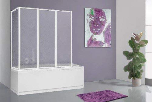 PARETE VASCA PIEGHEVOLE L.68+133 H.140 CM ALLUMINIO BIANCO E ACRILICO