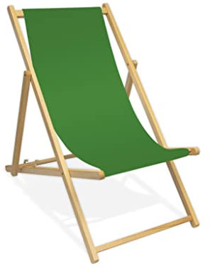 MultiBrands Liegestuhl, Holz, ohne Armlehne, klappbar (Grasgrün)