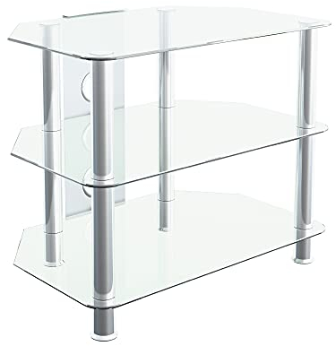 TV-Ständer für LED, LCD, Plasma, Curved TV; aus schwarzem, glänzendem Glas