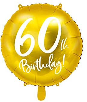 PartyDeco- Ballong Mylar folie Guld för 60° födelsedag Ø 45 cm, Färg, FB24M-60-019