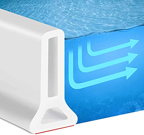 Duschschwellen - Wasserdamm, Dusche Boden, Silikon Duschdichtung, Duschkabine, Schwallschutzleiste (155 cm, Weiß)