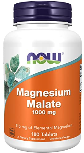Now Foods, Magnesium Malate, 1.000mg, 180 vegane Tabletten, Laborgeprüft, Glutenfrei, Sojafrei, Vegetarisch