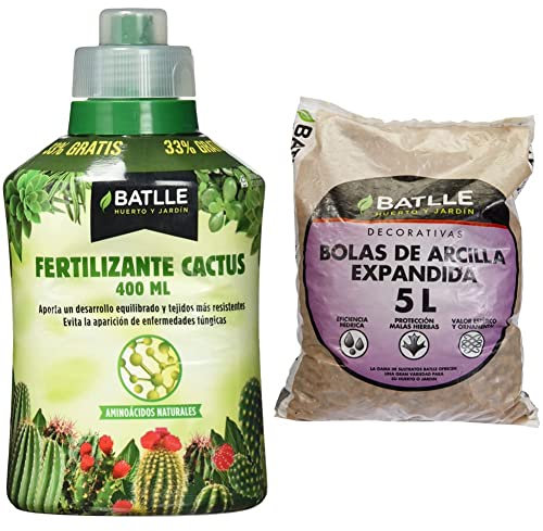 Abonos Fertilizante Cactus Botella 400ml Batlle + Sustrato Bolas Arcilla Expandida 5l Batlle