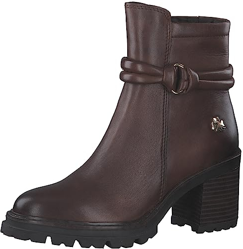 MARCO TOZZI by Guido Maria Kretschmer Damen Stiefeletten mit Absatz aus Leder Blockabsatz, Braun (Chestnut), 40