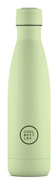 Cool Bottles - Botella de Agua de Acero Inoxidable - 500 ml - Pastel Green - 26,5 x 7 cm - Botella Térmica Hermética - Bebidas Frías 36 H y Calientes 18 H - Triple-Cool Technology - Libre de BPA
