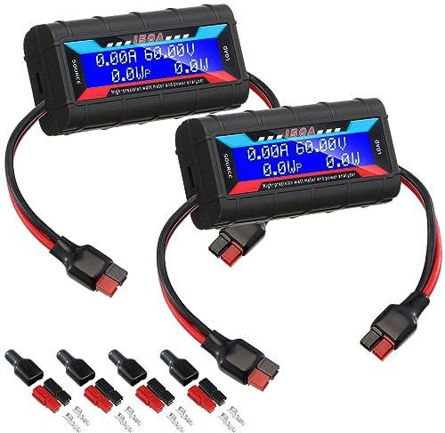 Yunsailing 2 Pcs High Precision Watt Meter Power Analyzer Battery Consumption Performance Monitor Power with Backlight Digital LCD Screen