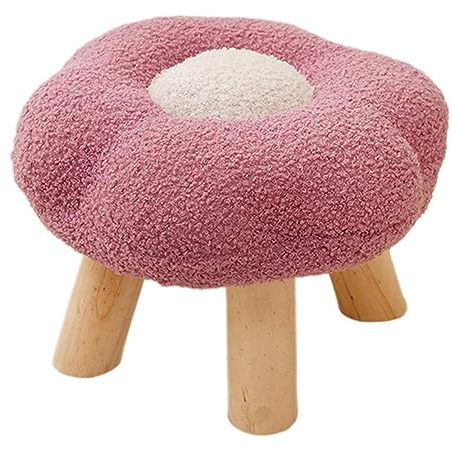 Tabouret en bois en forme de fleur, repose-pieds rembourré, repose-pieds touffeté, tabouret à langer, tabouret de table basse en bois, tabouret mignon pour enfants, pour salon, chambre à coucher