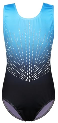 ZNYUNE Gymnastics Leotards for Girls Sleeveless Long Sleeve Gradient Dance Gymnastics Leotard 3-14 Years 322 BlackBlue 14A