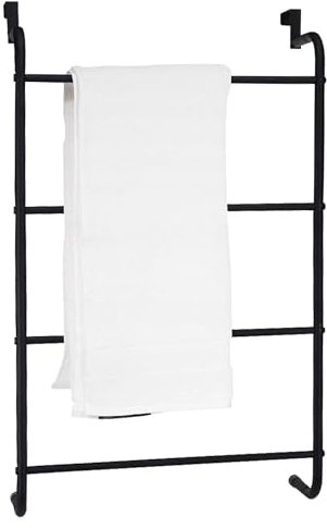 Over-The-Door 4-Tier Metal Towel Rack, Black