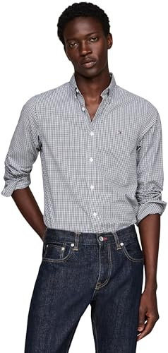 Tommy Hilfiger Camisa Hombre Slim Fit con Cuello Francés, Multicolor (Carbon Navy/Optic White), 3XL