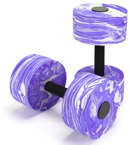 Aquatic Exercise Dumbbells, 2PCS Aqua Fitness Barbells, High-Density EVA-Foam Dumbbell Set, Pool Weights Dumbbells Set for Water Aerobics Weight Loss, Pool Fitness, Water Exercise, Purple