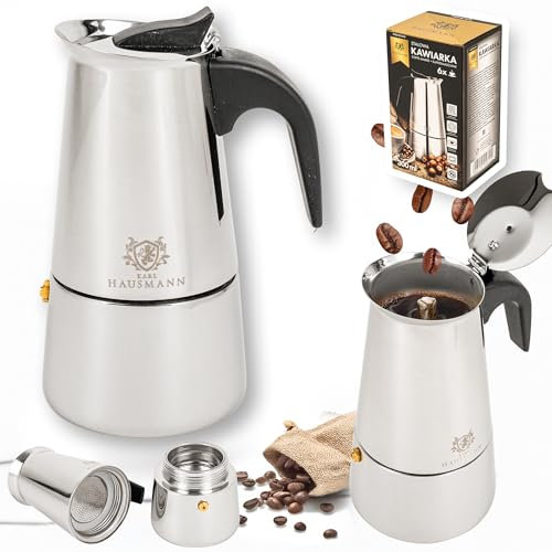 KARL HAUSMANN Espressokocher Edelstahl Induktion - 6 Tassen - 300ml - Espresso Maker - Kaffeekocher für alle Herdarten - Espressokanne - Espressomaschine - Moka Induction - Camping Kaffeemaschine