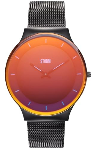 STORM PYLO skiffer röd klocka, fotokromiskt glas, lysande urtavladetaljer, graderad urtavla, kant till kant glas, smalt fodral, rostfritt stål, nätrem, snabbfrigörande rem,, Röd, Modern