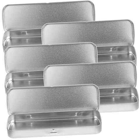 Operitacx Caja Metálica para Lápices y Bolígrafos, Estuche Escolar de Hojalata Esmerilada, 5 Piezas, Tamaño Compacto para Guardar Suministros de Papelería Escuela, Plateado