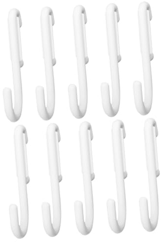 LIGIGWASH Ganchos Para Tableros Perforados 10 Piezas Forma De J, Accesorios Multiusos De Plástico Blanco, Organizador De Pared Para Herramientas, Joyas y Llaves, Alta Resistencia y Durabilidad