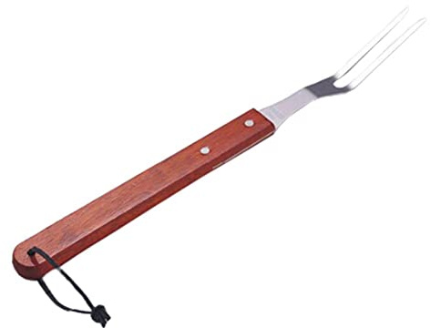 Dioche Stainless Steel Meat Fork, Fish Knife with Walnut Handle, Easy Tapered Tip, Tooth Saws for Easy Transfer, Long Lasting Durability, Suitable for Different People (Red wooden handle)