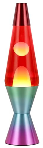 ROCKING GIFTS Lámpara de Lava 37 cm Rojo-Naranja con Base Metálica, Bombilla y Cable – Luz Ambiental y Decorativa para Habitación Infantil o Juvenil – Lámpara Relajante Estilo Retro para el Hogar