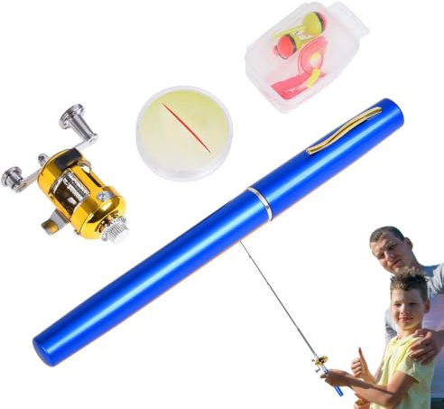 Pen Rod, Pen Fishing Pole Liten fickpenna fiskespön teleskopisk hopfällbar | Pocket fiskespö för , födelsedagar, helgdagar, andra speciella tillfällen