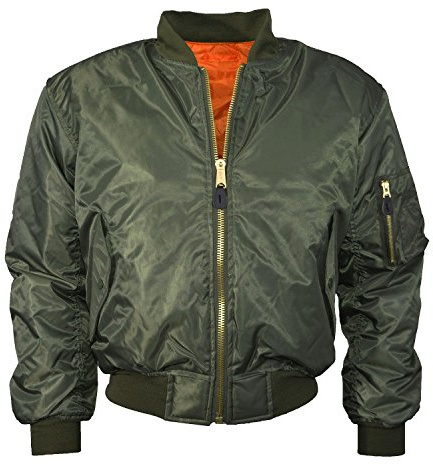 MA1 BOMBER JACKET WITH HEAVY BRASS ZIP (XXL, SAGE GREEN)
