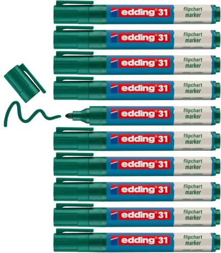 Edding 31 Ecoline Flipchart Marker, colore: nero 1.5-3mm verde