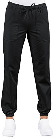 Pantaloni Medicale Infermiere Nero Uomo Donna Con Elastico Sulla Caviglia Super Stretch 044879 (M)