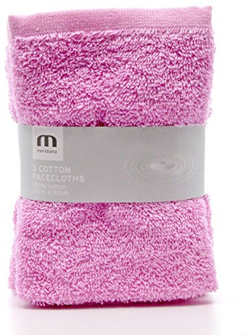 Meridiana Super Soft 100% Cotton Family Washcloths. Machine Washable. Pink. 3 Pack. 30cm X 30cm X