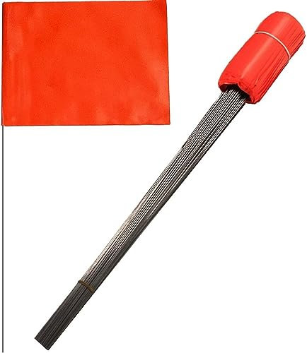 100 Pack Marking Flags 4-Inch by 5-Inch Stake Flags with 18-Inch Wire Staffs (Orange)