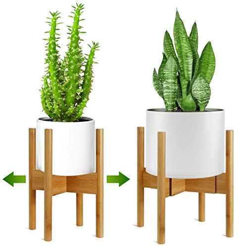 Adjustable Bamboo Plant Stand – Modern Indoor/Outdoor Flower Pot Holder Rack, Sturdy Display Shelf for 8-12 Inch Pots, Eco-Friendly Home & Garden Decor