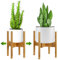 Adjustable Bamboo Plant Stand – Modern Indoor/Outdoor Flower Pot Holder Rack, Sturdy Display Shelf for 8-12 Inch Pots, Eco-Friendly Home & Garden Decor