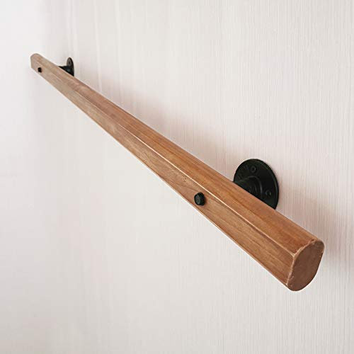 Hem Trappa Handräcken Trä Halkfri Trappa räcke för Inomhus Utomhus Säkerhetsstöd Väggmonterade Handskenor med installationssats Lätt att installera (Brun, 120cm)