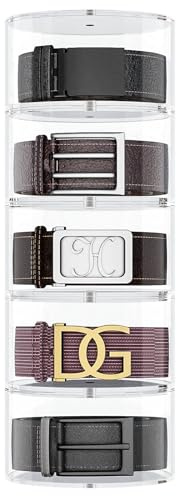 NIUBEE Belt Organizer for Closet, Acrylic Belt Storage Holder Box, 5 Layers