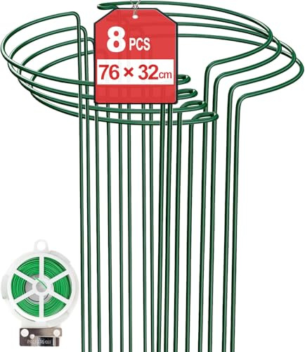 Lot de 4 Tuteur pour Plante 25cm x 40cm, Aidez Vos Plantes à Pousser, Supports de Jardin en Métal, Anneau de Support de Plantes de Jardin Vert pour Pivoines Hortensias Roses Sédum Légumes Tomates