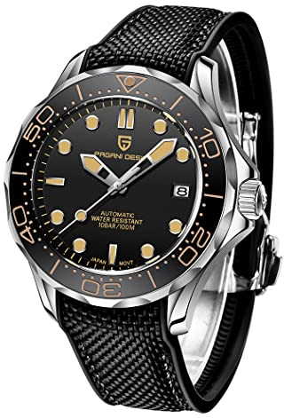 RollsTimi Orologio Meccanico da Uomo - Lancetta delle Ore, Sub in Acciaio Luminoso, Movimento Giapponese, Vetro Zaffiro, Calendario, Display Fashion Business NH35 1667