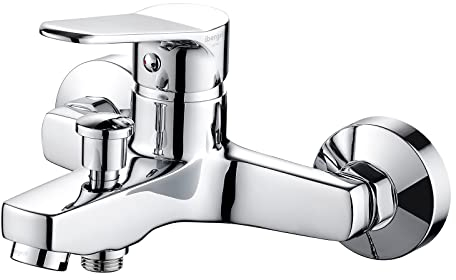 Ibergrif M13059-1, Mitigeur monocommande Bain Douche, Robinet à Montage Mural, Raccord Fileté pour Flexible en 1/2, Chromé, Argent
