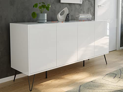 emotion Raumwunder XL Sideboard Kommode Maxim 155cm stehend 4 Türen Weiß Hochglanz
