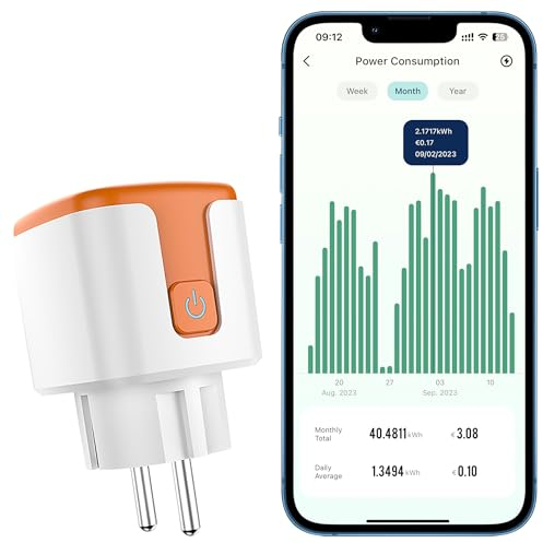 Prise WiFi avec mesure de courant fonctionne Prise Alexa avec Alexa, Google Home, VeSync APP Accessoires de compteur d'électricité pour surveiller les coûts énergétiques 16A, 2,4 GHz (1 pièce)