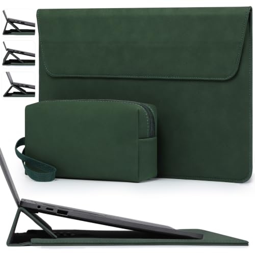 HYZUO 13 Tum Laptopväska Fodral med Justerbart Stativ, Midnatts Grön | för MacBook Air 13 M5 A3449 M4 M3 M2 M1 2026-2018, 13 MacBook Neo 2026, MacBook Pro 13 M2 M1 2026-2016, Surface Pro, XPS 13