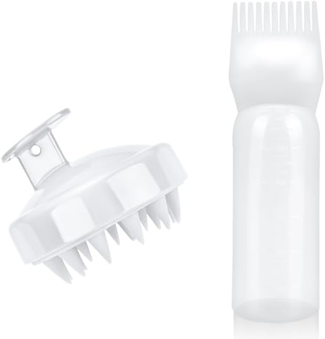 mvorry Applicateur d'huile capillaire, flacon applicateur de peigne racine et brosse de massage de la tête, flacon applicateur d'huile capillaire, outil de coiffage fiable pour coloration des cheveux