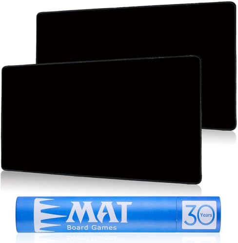 Biouai MTG Playmat for TCG Card Playing Game - 2Pcs Black Stitched Play Mat with Tube for Cards Gameplay, MTG, Yugioh, Magic The Gathering (24 x 14 inch)