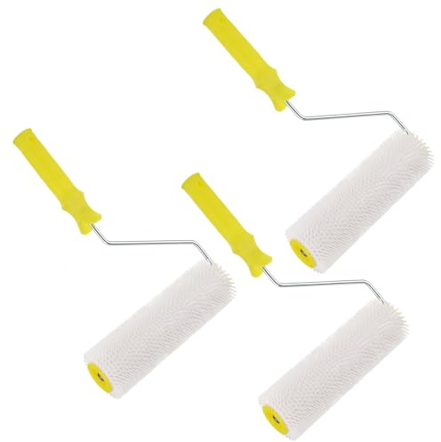 GBACHOOSE 3 Pcs Spiked Roller, 9''/23cm Spiked Roller Floor Self Leveling Roller, Professional Cement Spiked Paint Roller, Spiked Screeding Compound Roller for Self-Leveling Cement Construction