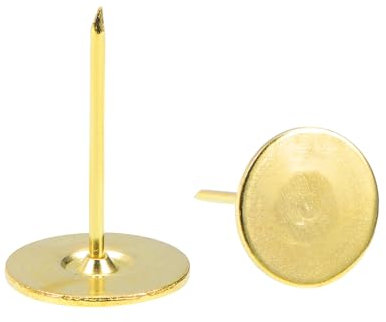 QUARKZMAN 30 Piezas de Clavos de Tapicería, Cabeza Plana de 19mmx30mm, Clavos Decorativos para Muebles, Tachuelas de Tapicería para Sofás y Cabeceros, Color Oro