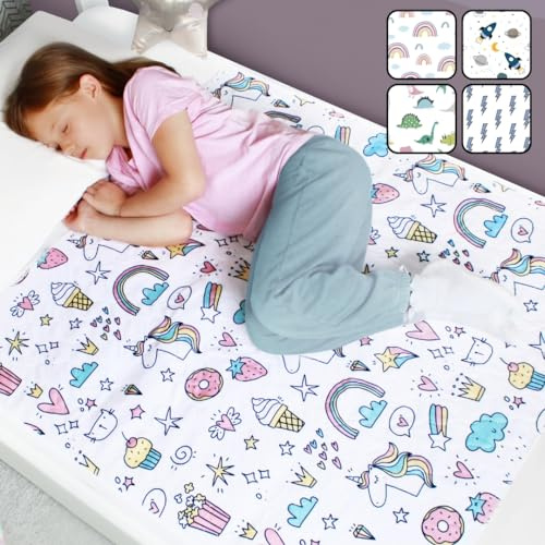 Hygge Sheets® Potty Training Pee Pads for Kids, Toddlers - 2 Pack - 100% Waterproof, Non Slip Bed Wetting Pad for Twin Beds - Washable, Reusable Mattress & Sheet Protector - Unicorn