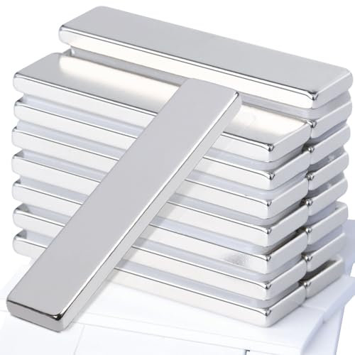 16 Pièces Aimants Néodyme Rectangulaires Aimants Puissants Aimants Aimant Frigo 40x10x3mm avec Film Adhésif, Aimants AdhéSifs pour Réfrigérateur, Cuisine, Bureau, Tableau Blanc