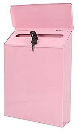 Sichuny Wall Mounted Mailbox, Lockable Post Box with Key, Suitable for Home Office, Pink